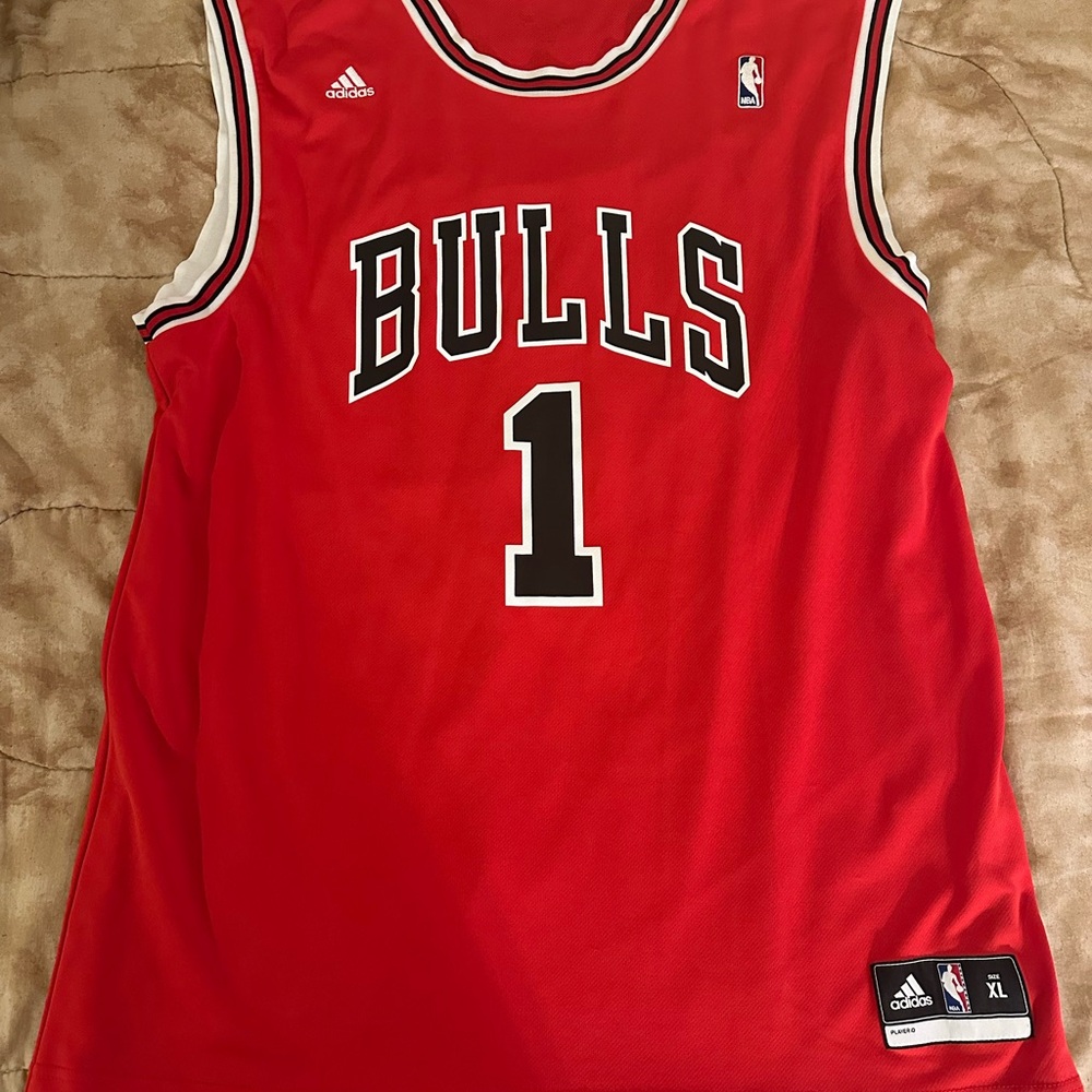 NBA Rose Bulls Red Jersey with Number 1 XL
